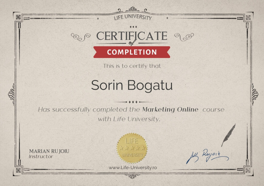 Certificare Curs Marketing Online