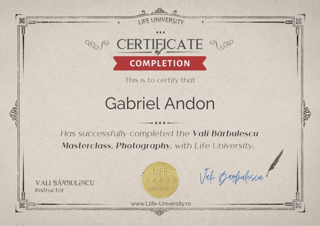 Certificare Curs de Fotografie