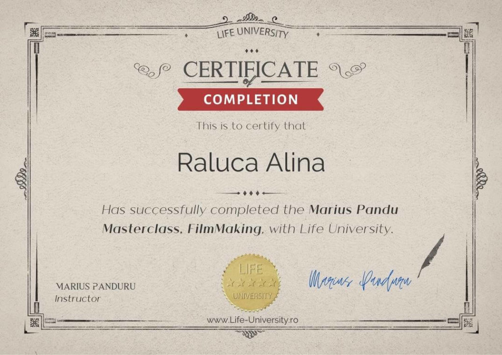 Certificat Curs Marius Panduru