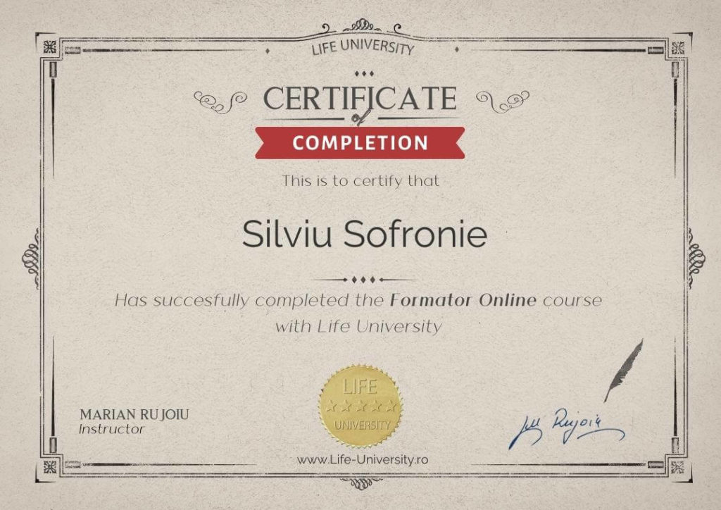 Certificare curs formator online