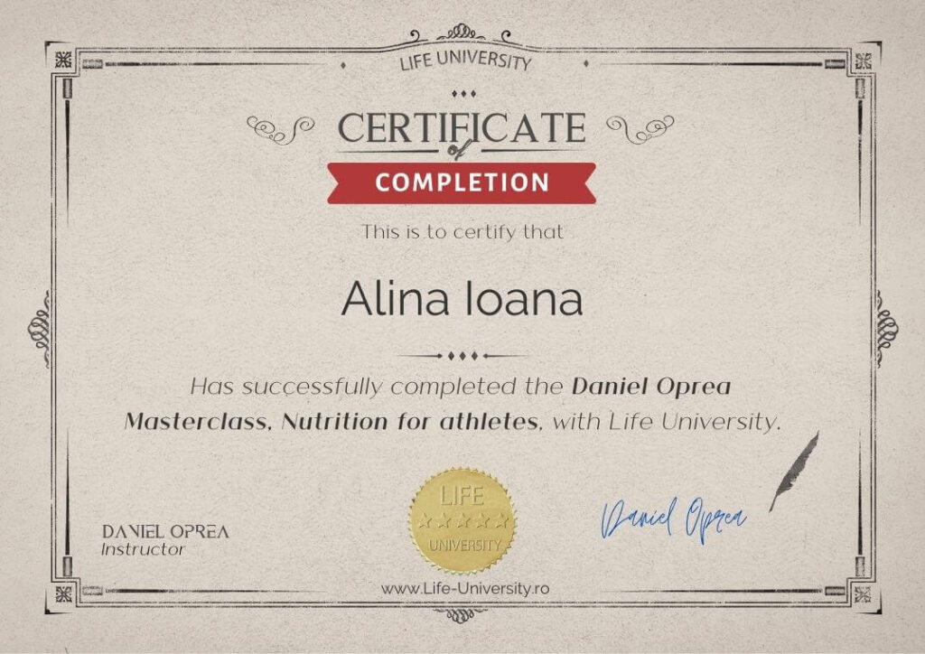 Certificare curs nutritie pentru sportivi