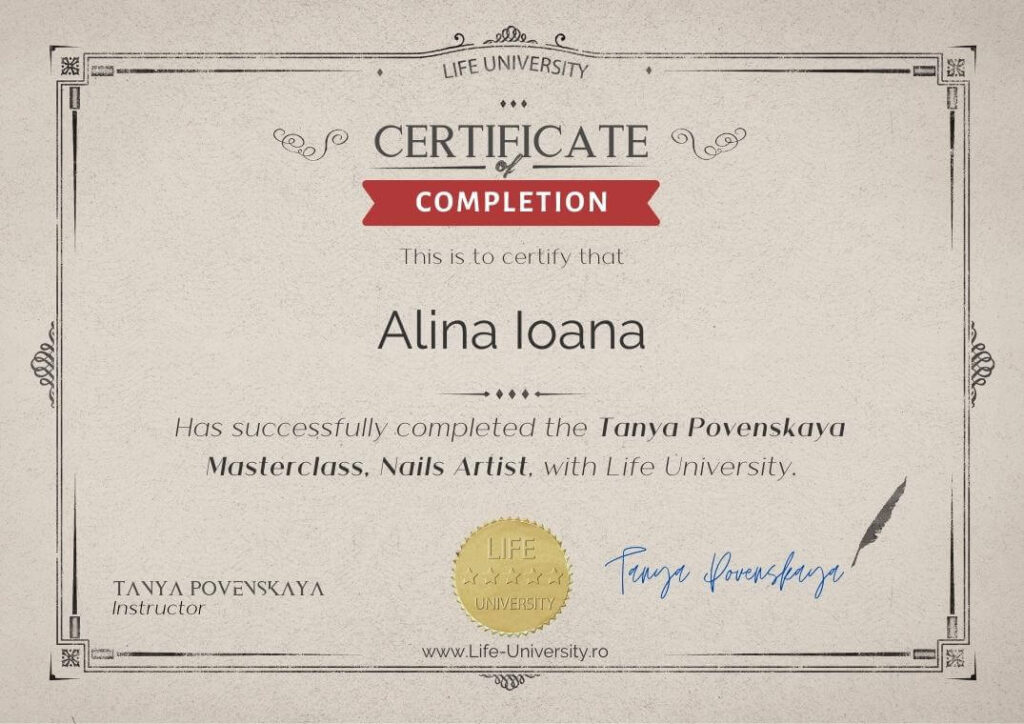 Certificare curs Tanya Povenskaya