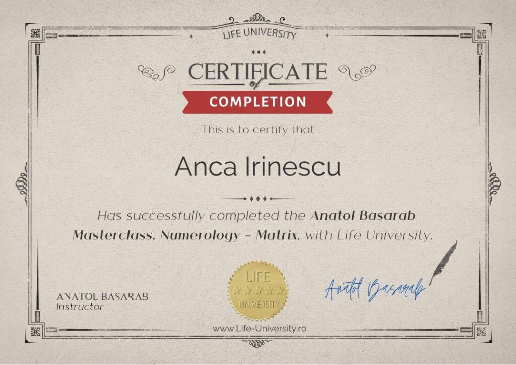 Certificat Matricea numerologică