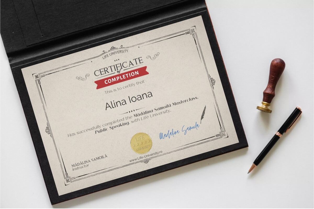 Certificat curs Public Speaking