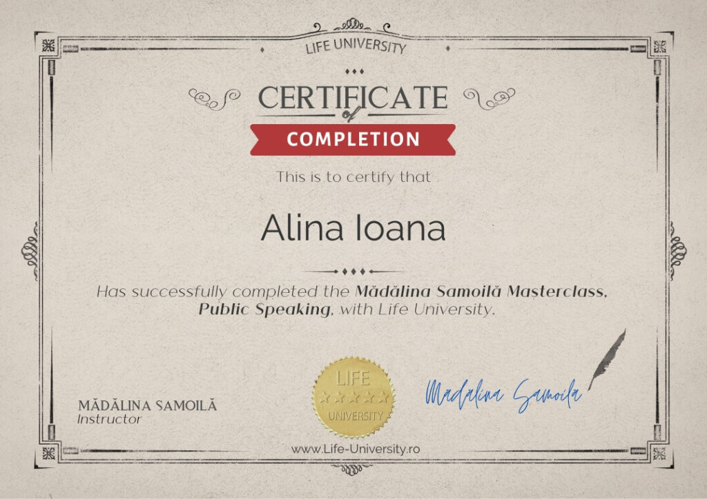 Certificare curs Public Speaking