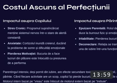Parenting intensiv și efectele perfecționismului asupra copilului.