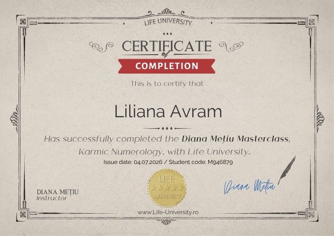 Certificat Curs Numerologie karmica